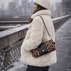 Coach 15985 Kristin Leopard Haircalf & Patent Leather Clutch - NWT!